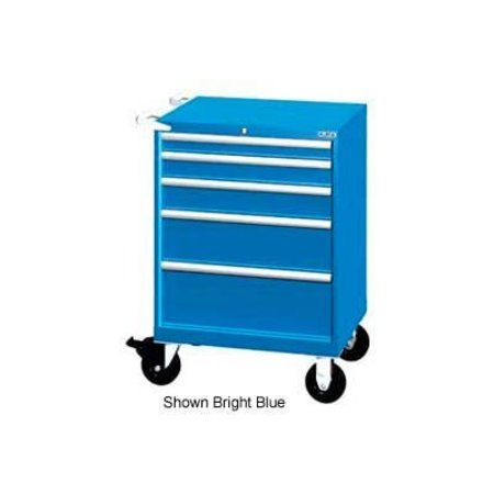 LISTA INTERNATIONAL Lista 28-1/4"W Mobile Cabinet, 5 Drawers, 44 Compart - Bright Blue, Keyed Alike XSST0750-0505MBBKA
